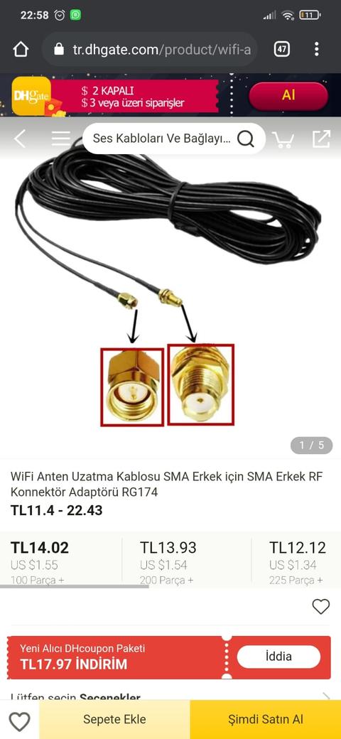 Alınık Wireless Anten uzatma kablosu