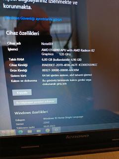 [SATILDI] LENOVO G50 45 AMD E1-6100 APU 6GB RAM 240SSD NOTEBOOK