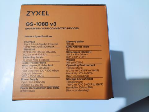 Zyxel GS-108B v3 8-port gigabit switch