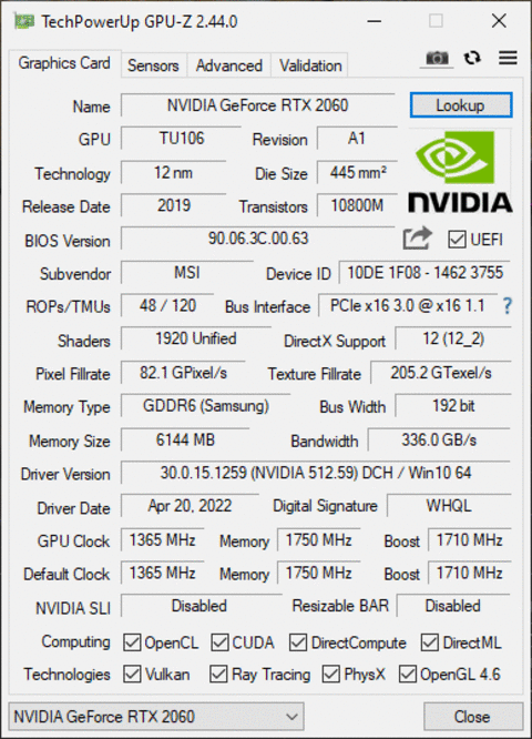 MSI RTX 2060 VENTUS GP OC TR Garantili Faturalı