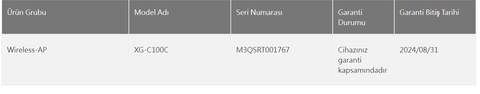 ASUS XG-C100C 2024/08/31 Tarihine kadar garantili.