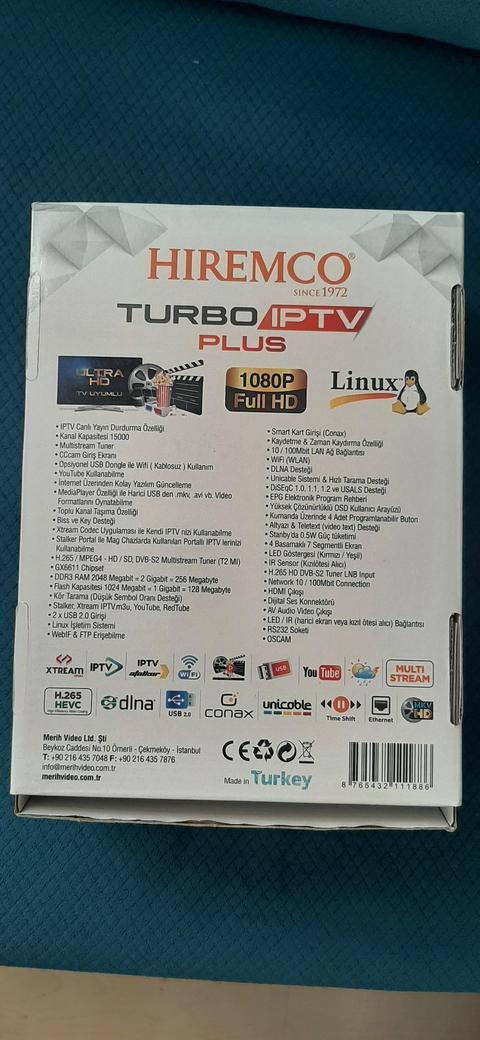 HIREMCO Turbo IPTV PLUS HD Uydu Alıcısı TURBO-IPTV-PLUS