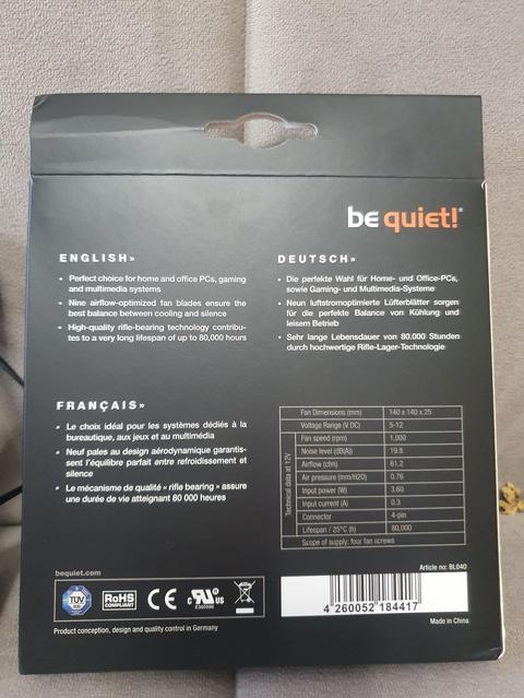 Be Quiet!BL040 / Corsair Air Series AF140 Quiet Edition  Fanlar