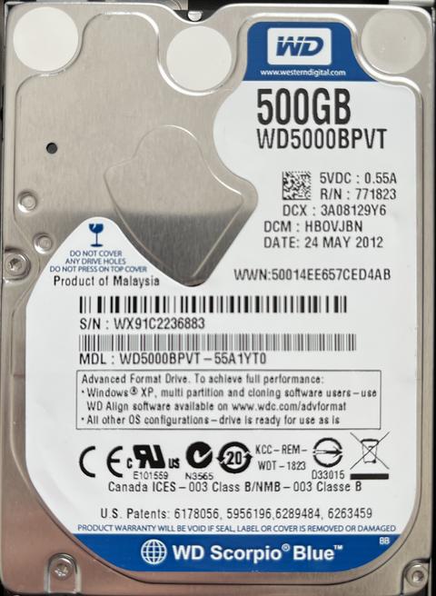 Western Digital 500GB 2.5 SATA 5400RPM