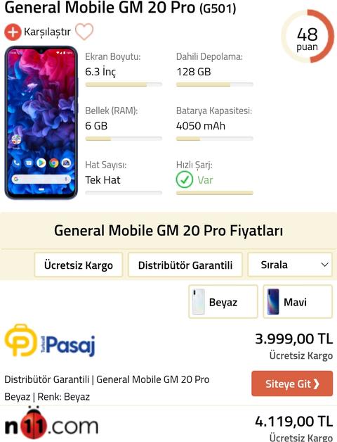 Kelepir GM 20 Pro 6/128