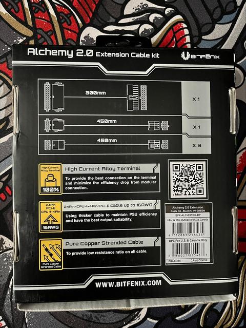 [SATILDI] Bitfenix Alchemy 2.0 Siyah, Yeşil Sleeved (Örgülü) 16 AWG Uzatma Kablosu Kiti