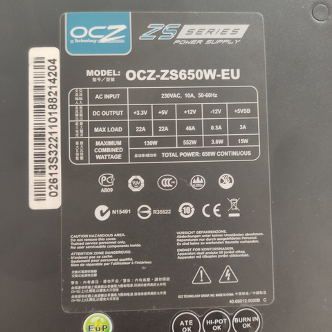 OCZ ZS650W-EU 650W Bronze 650W Atx + Everest 250W EPS-FX01 FLEX