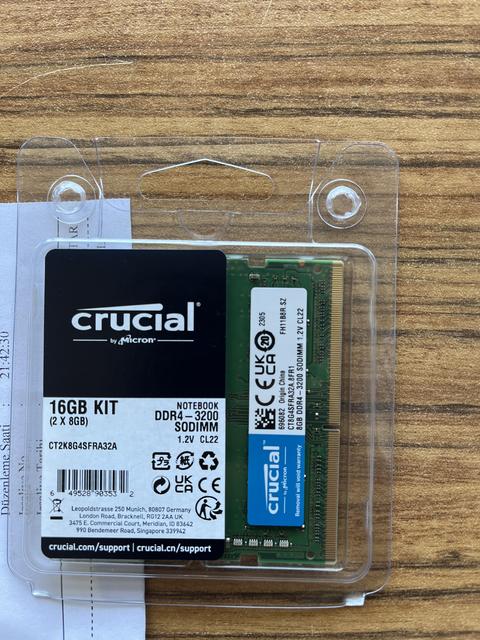 [SATILDI] SATILIK-&gt;&gt; Cruical 2x8 GB 3200Mhz Sodimm(Laptop Ram)