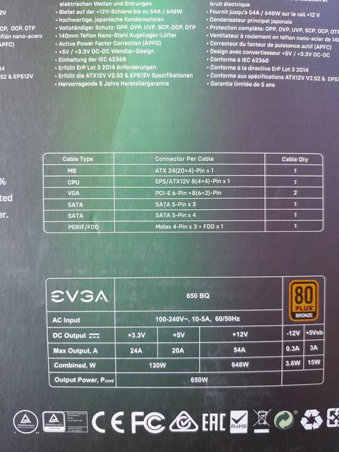 [SATILDI] EVGA BQ 650 WATT YARI MODÜLER PSU - 1500 TRY