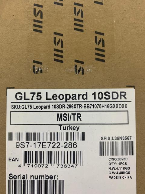 1 AYLIK MSI GL75 LEOPARD 10SDR 10.NESİL İ7 GTX 1660Ti 16 GB