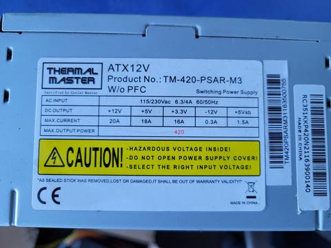 [SATILDI] Satılık Cooler Master (Thermal Master) 420W Power Supply TM420-PSAR-M3