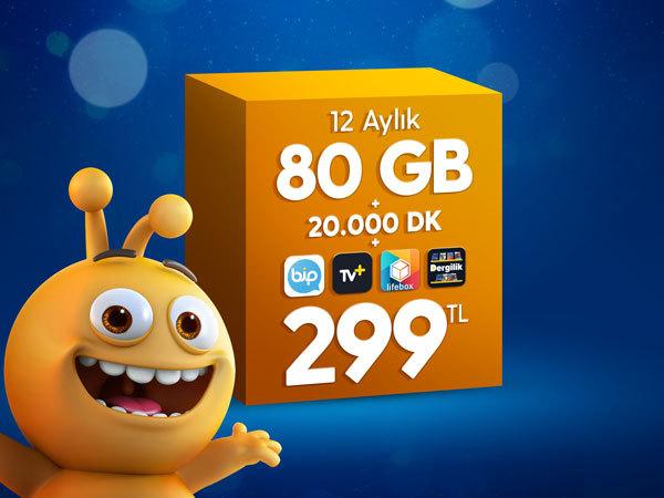Turkcell 20.000 DK 20.000 SMS 80 GB İNTERNET 12 AY 299 TL | DonanımHaber  Forum
