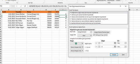 Excel'de Yaklaşan ödeme günlerini yeşil simge ile göstermek