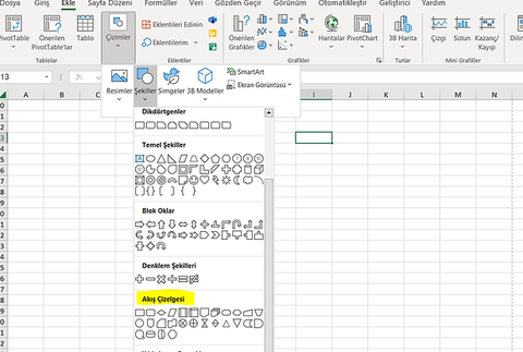 Microsoft Excel'de Akış Şeması Nasıl Oluşturulur