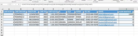 Excel ile Alacak-Verecek Takibi