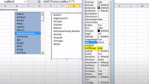 Excel’de Hücreye açılır liste ekleme(Listbox)