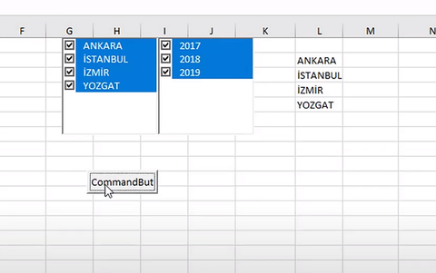 Excel'de Listbox İle Çoklu Seçim Yapmak