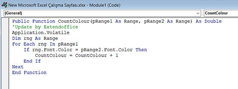 Excel’de yazı rengine göre hücreleri sayma işlemi