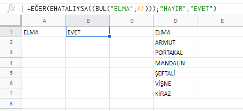 Excel - Eğer Metin İçeriyorsa Formulü