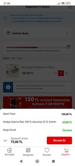 [ Bitti ] Vodafone yanımda sınırsız 25/100 kodu ( a101 ve opette geçerli )
