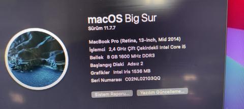 MacBook Pro 2014 boşta %78 fan uçuyor