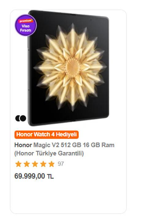 Honor Magic V2 [ANAKONU] enince katlanabilir telefon Türkiye önkayıta 4bin+sepet 4bin+8bin takasdest