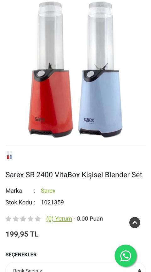 Sarex SR 2400 VitaBox Kişisel Blender 200TL