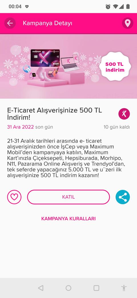 MAXİMUM E TİCARET ALİSVERİSLERİNİZE 500 TL İNDİRİM