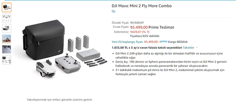 DJI Mavıc Mini 2 Fly More Combo Amazon 5499 TL