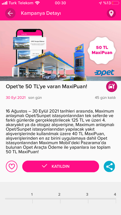İş Bankası Opet’te 50 TL ye Varan Maxipuan!