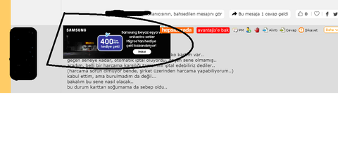 Yorumların üzerinde reklam banner