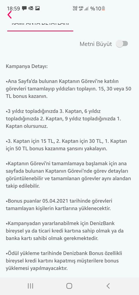 Denizbank Kaptanın görevi mart ayı 15/ 30/ 50 TL Bonus