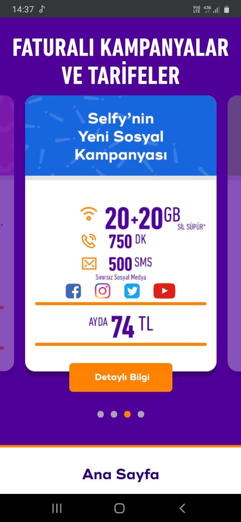 Türrk Telekom Selfy Yeni Tarifesi (Sınırsız sosyal medya)74 Tl