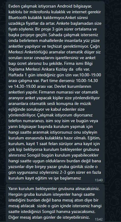 Telefon anketörlüğü işi? Dolandırıcılık mı?