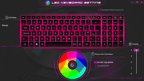 Monster Abra A5 V16.4.1 klavye rengi kendi kendine değişiyor mu?