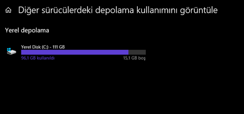 Depolama Ayarlarında D Diski Gözükmüyor