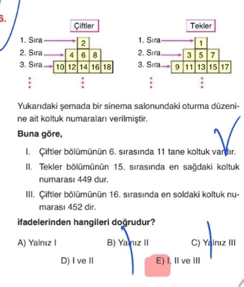 SÜTÜN SATIR SORULARI