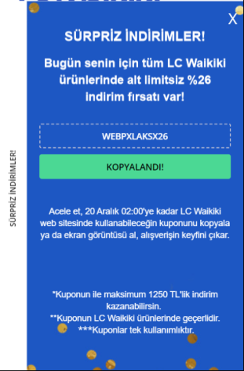 LCW Ürünlerinde Alt Lİmitsiz %26 İndirim