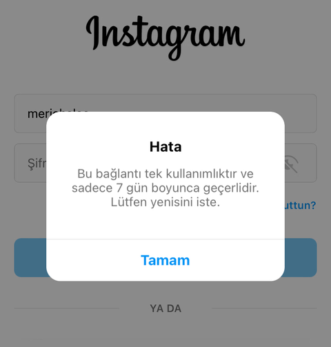 İnstagram hesabımıa giriş yapamıyorum