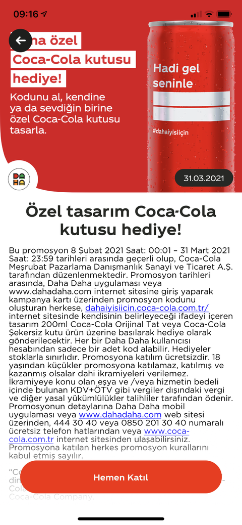 Katılan Herkese Özel Tasarım 200 ml Coca Cola Hediye 🎁