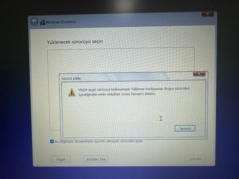 Windows 11 yükleme aracı ssd yi görmüyor