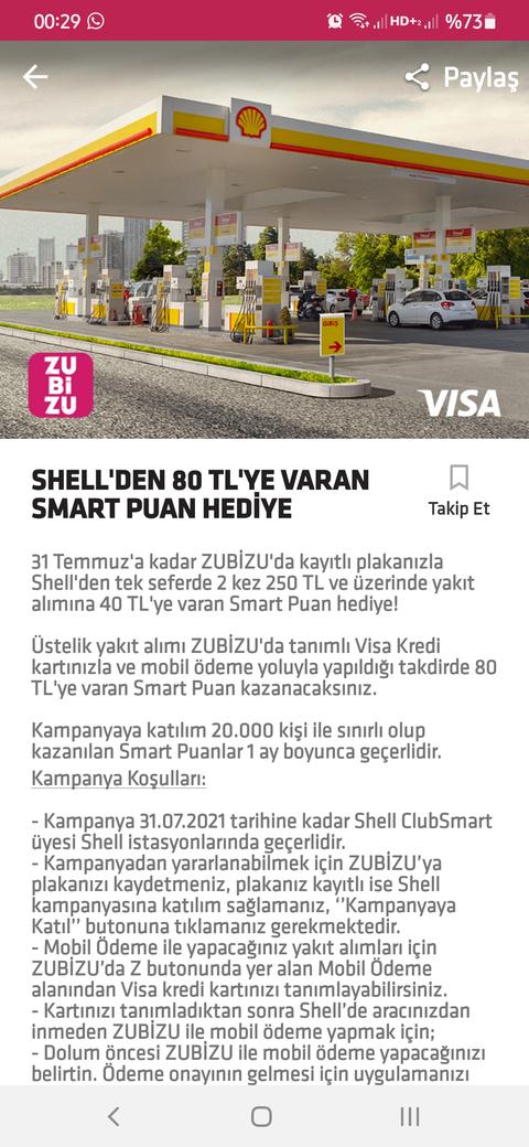 ZUBİZU'da kayıtlı plakanızla Shell'den tek seferde 2 kez 250 TL ve üzerinde yakıt alımına 40 TL'ye