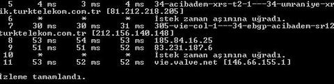 vie.valve.net ping sonucumuzu paylaşalım.