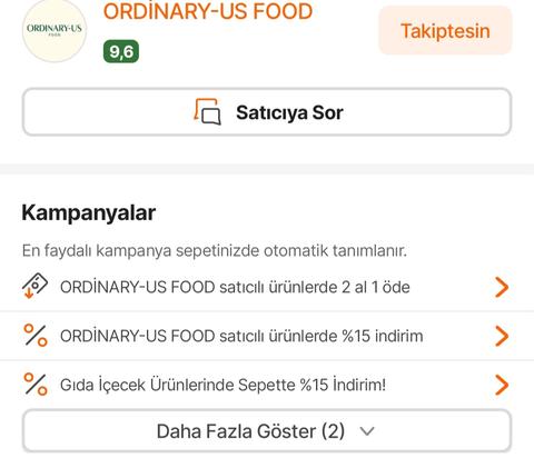 Ordinary-Us Hazır Yemek 1 alana 1 bedava+%15