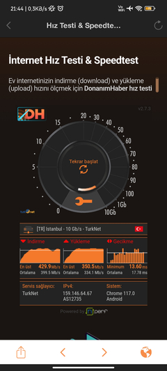DH Hız Testi sayfamız yayında! Hız testi ve ping testi artık burada!