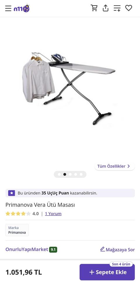 Primanova Vera Ergonomik Ütü Masa 1052tl