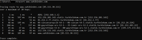 İzmir Türk Telekom VDSL Trace Ping Sorunu hk.