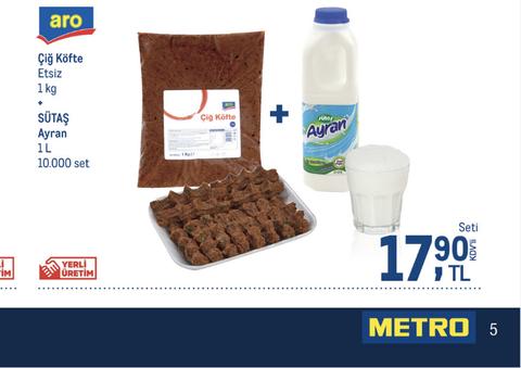 Metro 1KG Çiğ Köfte + 1LT Sütaş Ayran 17.90TL