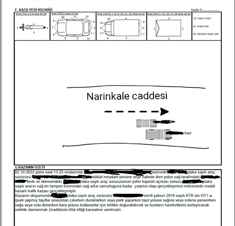 Ufak bir kaza geçirdik (Kaza tutanağı geldi)
