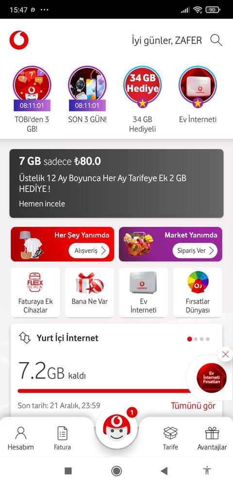 Hattını taşıyana Turk Telekom mobil 15 GB 53 tl